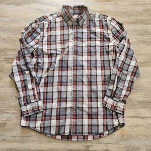CC Filson Men's Sutter Sport Red and Gray Plaid Button Down Shirt Large Outdoors